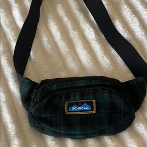 KAVU Black and Green Plaid Belt Bag